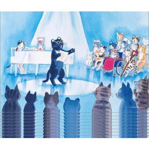 ネコの絵ポストカード「ねこたち町-コンサート」10枚セット