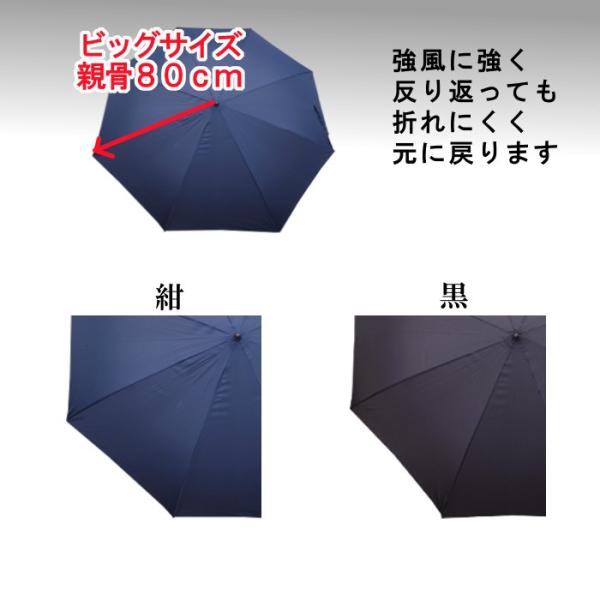 ビッグサイズ　紳士用傘　親骨80ｃｍ　強風に強い　黒、紺(ML-8010)