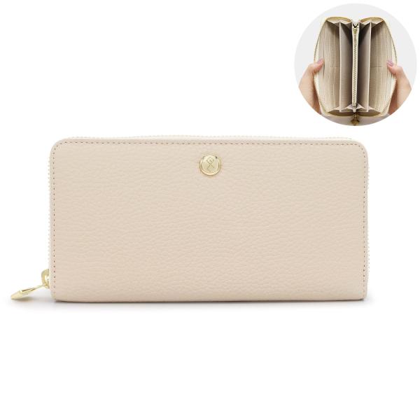 シュリンクレザーラウンドファスナー長財布（バニラホワイト）