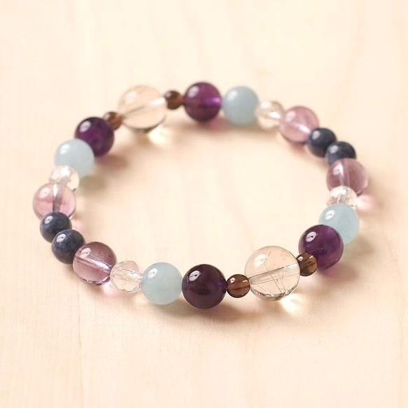 【輝く自立した女性になる！】ルチルクォーツxサファイアxアクアマリンのスピリチュアルブレスレット