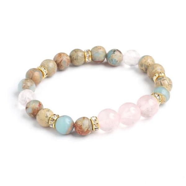 ローズクォーツとインプレッションストーンのブレスレット