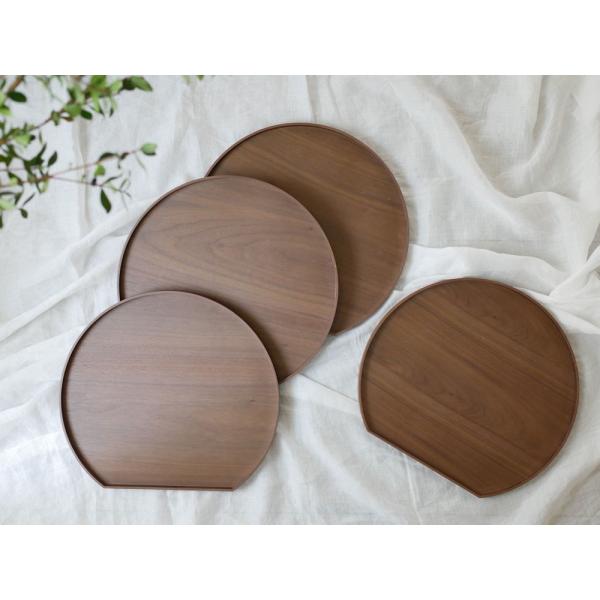【木の器】天然木の半月盆 ウォールナット 4枚セット