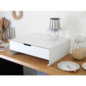 スチール製キッチン家電下収納ラック Lサイズ   ホワイト