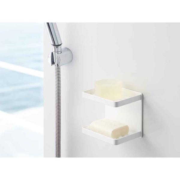 【tower/タワー】マグネットバスルームソープトレー 2段 ホワイト