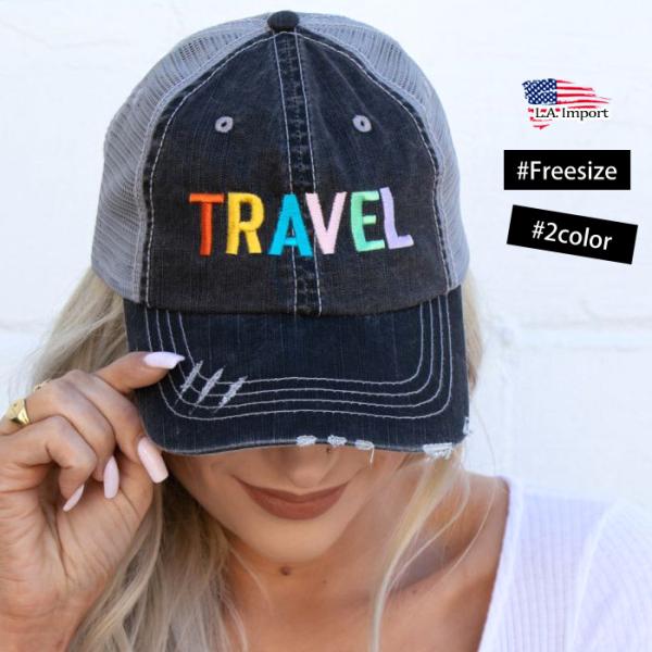 TRAVEL/VACAY メッセージメッシュキャップ トラッカーハット【LA直輸入★インポート】-f...