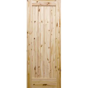 【パインドア】木製室内ドア 巾813mm ノッティーパイン 1033 バーンドアタイプ 高さ2032mm 無塗装