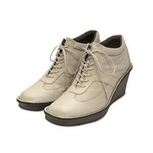 ウェッジハイヒールレースアップシューズ☆本革☆日本製☆No.2025