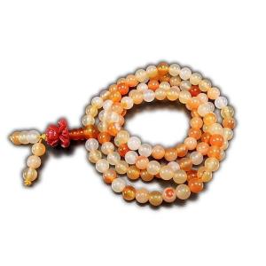 オシャレ天然石オレンジカルセドニー6mm108粒ファッションブレスレット