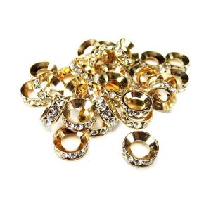 石街ラインストーンロンデル高級ロンデル12mmゴールド15個