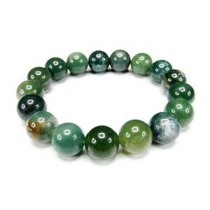 AAAモスアゲート12mmブレスレット天然石仕事運繁栄石街
