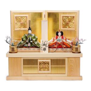 【雛人形】京十番 平安 小葵地松喰鶴丸文様 親王揃い収納飾り〈小出松寿作〉[243-070]