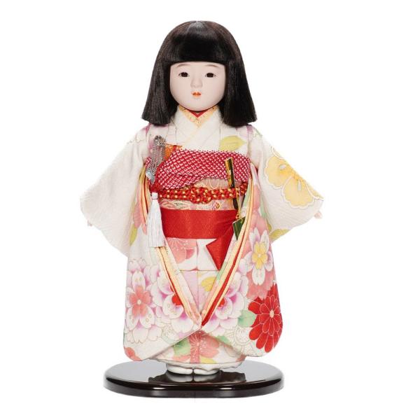 【市松人形】10号 友禅 桜に菊〈小出松寿作〉※髪飾り・小物入れ付き[243-050]