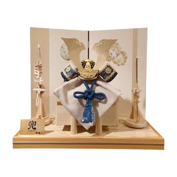 【五月人形】8号 永遠之兜 青緑中ベージュ威 兜飾り | 翠鳳作