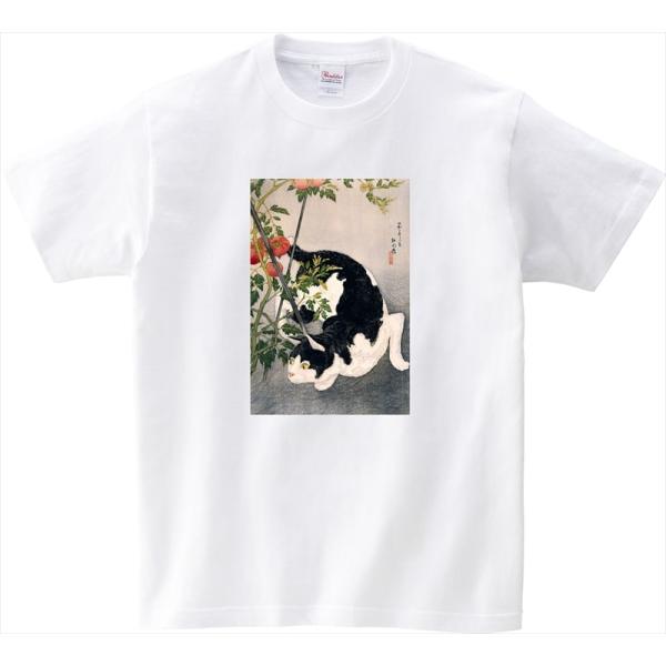 ねこの絵画 Tシャツ　「トマトと猫」　高橋松亭　 14