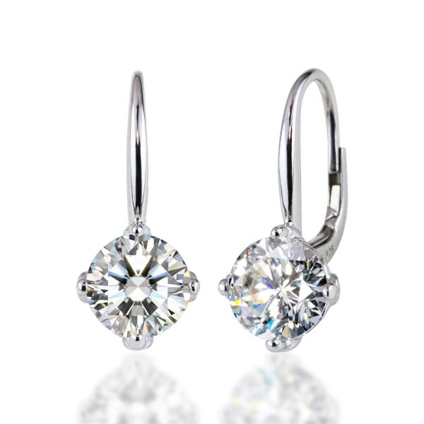 4ｃｔ ラウンドブリリアント ダングル フープピアス