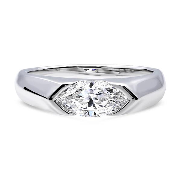 1ct マーキスカット ハーフベゼル ソリティア リング 指輪
