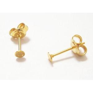 ビーズパーツ ピアス金具 3mm皿 ゴールド フ...の商品画像