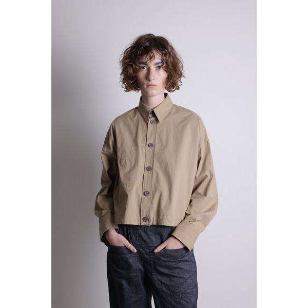 80/-綾タイプライター近江晒　メンズライクシャツジャケット