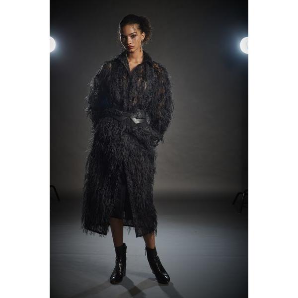 フェザーシアージャカード　ギャザーウエスト2重ペンシルスカート