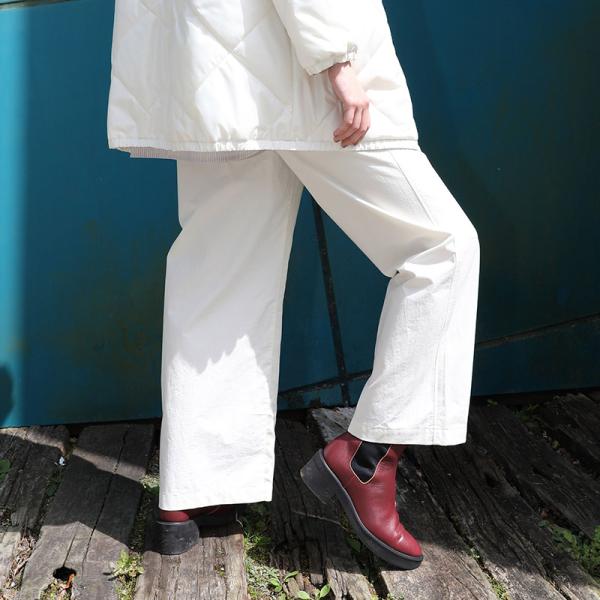 高密度ツイル回転ディテールギャザーワイドパンツ