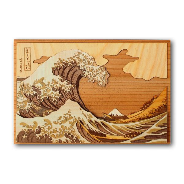 木はり絵　　神奈川沖浪裏 （小）
