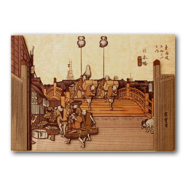 木はり絵　　日本橋　朝之景