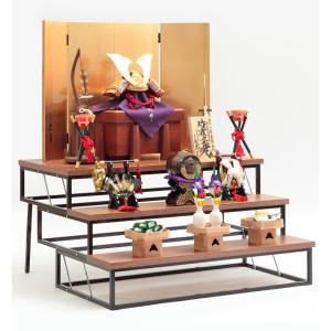 中村宗光作 アルミフレーム三段 竹雀之兜飾り ...の詳細画像3