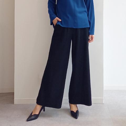 2023　Autumn/Winter　スーパー100圧縮ウールウエスト紐ワイドパンツ【6233790...