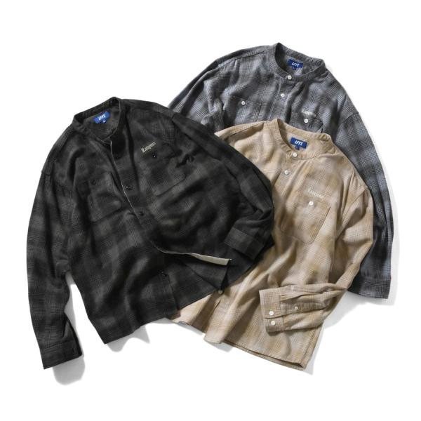 LFYT エルエフワイティー NEP TWILL CHECK BAND COLLAR SHIRT シ...