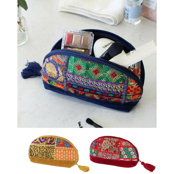 shanti / カンバディアパッチ 半円ポーチ Ｍ [メール便対象品]