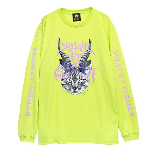 LISTEN FLAVOR　リッスンフレーバー　魔界猫ロンT 【LIME GREEN】