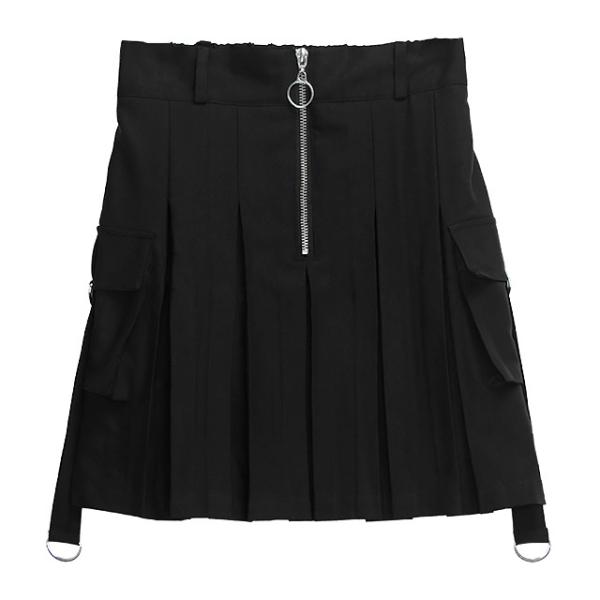 LISTEN FLAVOR　リッスンフレーバー　カーゴポケットプリーツスカート【BLACK】