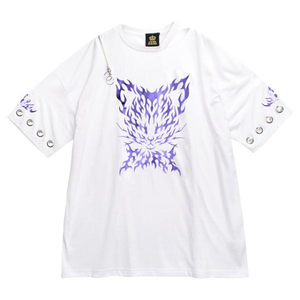 LISTEN FLAVOR　リッスンフレーバー　キラキラネコ スリットBIGトップス【WHITE】