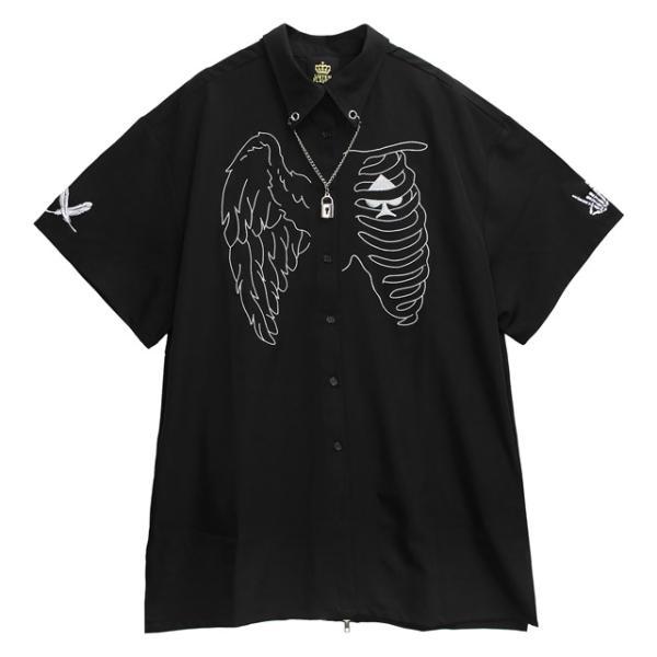 LISTEN FLAVOR　リッスンフレーバー　堕天使の肋骨シャツ【BLACK】
