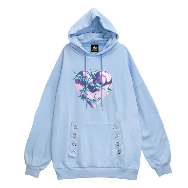 LISTEN FLAVOR　リッスンフレーバー 有刺鉄線メタルハートパーカー【L.BLUE】