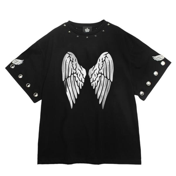 LISTEN FLAVOR　リッスンフレーバー　堕天使のハトメスタッズトップス【BLACK】