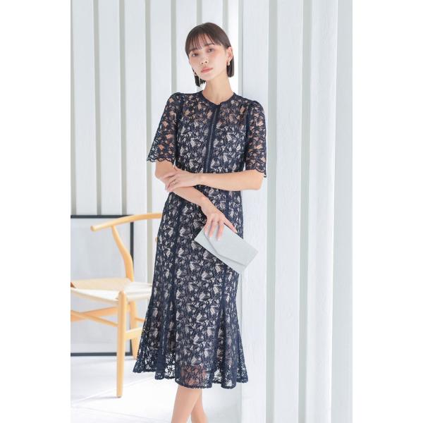 コントラストレースマーメイドドレス　CF019NY