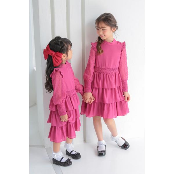 Chi Chi Girls ドットスリーブティアードドレス 3-7歳 CG53393PK
