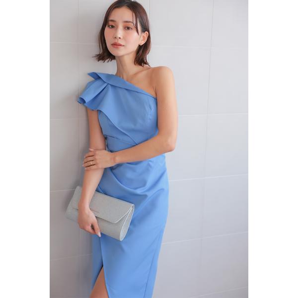 ウエストタックワンショルダーラップドレス C1876LBL