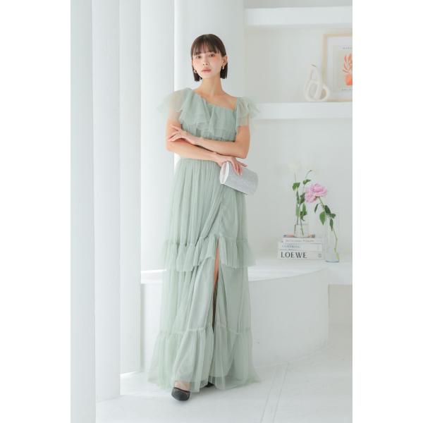 ラッフルチュールロングドレス A133566MT