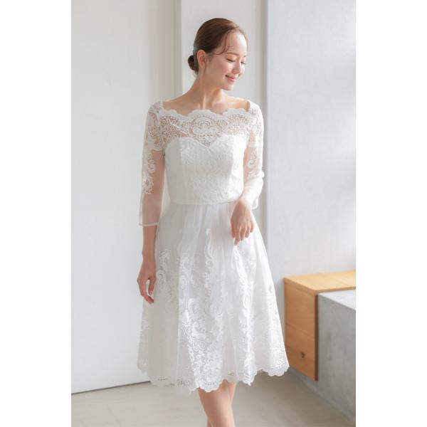 レースディテールフレアドレス C41735WH