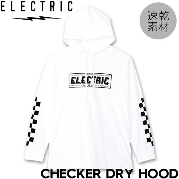 フード付きロングスリーブTEE ロンT 速乾素材 ELECTRIC エレクトリック CHECKER ...
