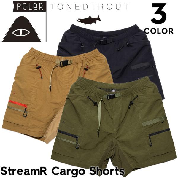 POLeR ポーラー × TONEDTROUT カーゴショーツ ハーフパンツ メンズ 吸湿速乾 UV...