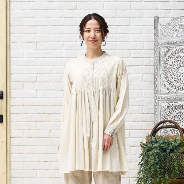 コットンハンドタック前あきワンピース　N