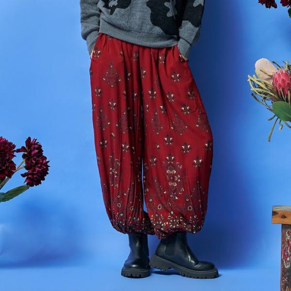 レーヨンオリエンタルプリントバルーンパンツ　【メール便可】