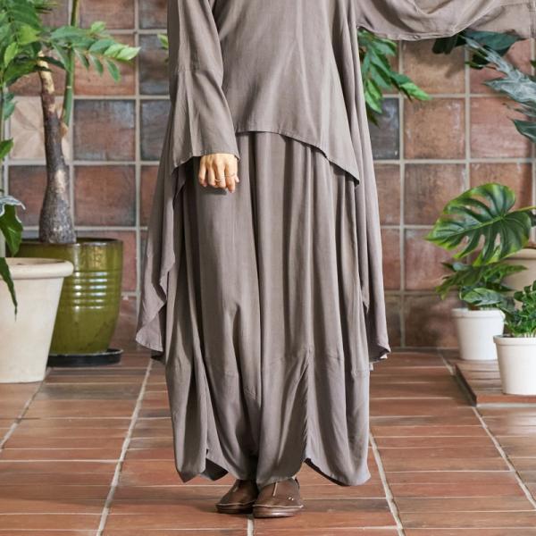 レーヨン切り替えバルーンパンツ　【メール便可】