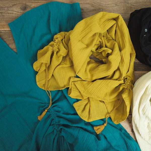 コットン×フラックスクレープ　マルチウェイストール　【メール便可】