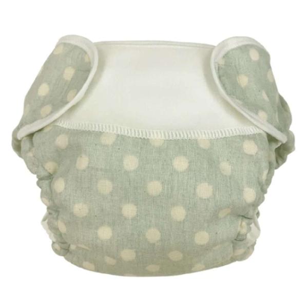【新生児】 ドットWガーゼ外べルトおむつカバー（ワンサイズ55-80cm）