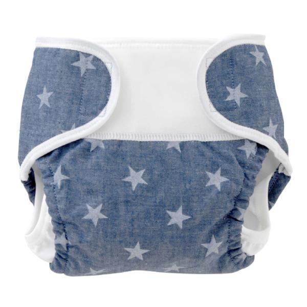 【新生児】 星柄Wガーゼ外ベルトおむつカバー（ワンサイズ55&amp;#12316;80cm）