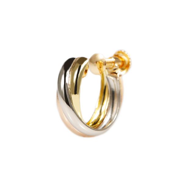 【片耳用】コンビ・スリーカラー フープイヤリング medium /a0561mtegoe